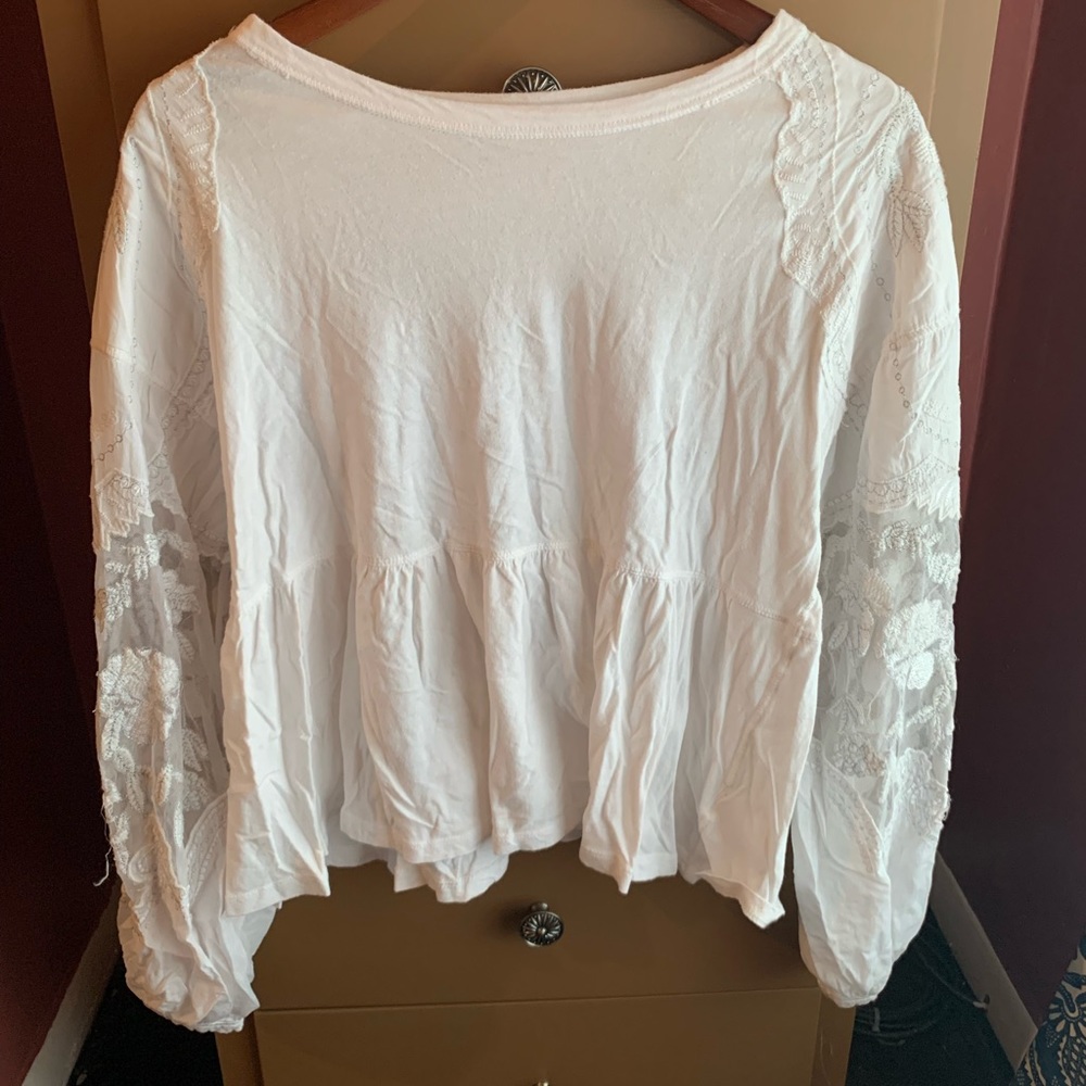 Free People embroidered peplum top